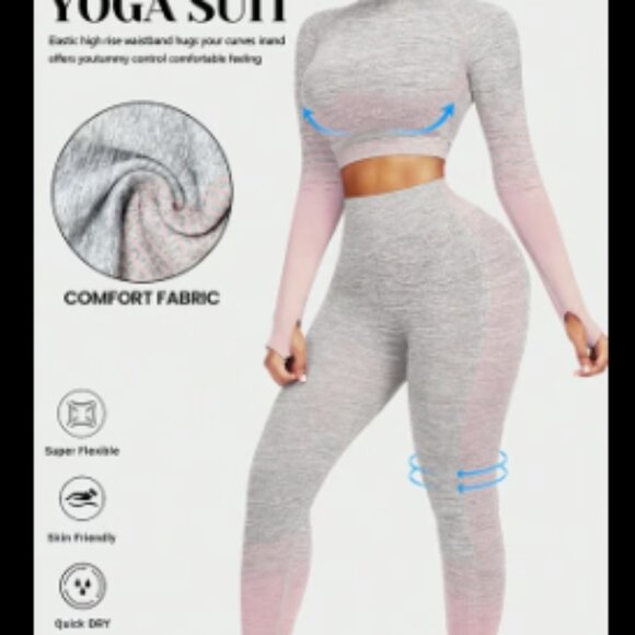 Leggings and Long Sleeve Crop Top Matching Set - Picture 1 of 6